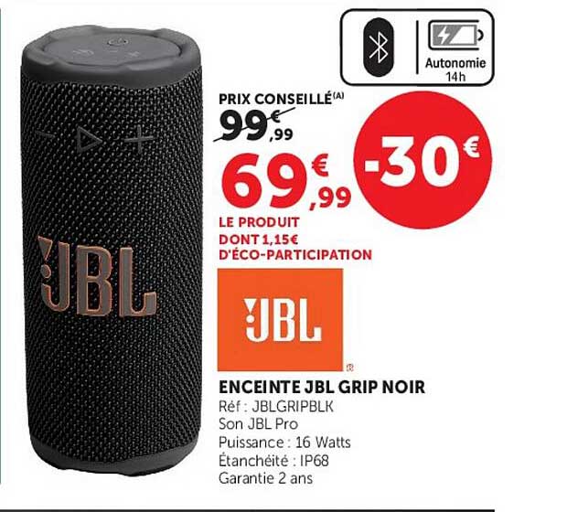 ENCEINTE JBL GRIP NOIR