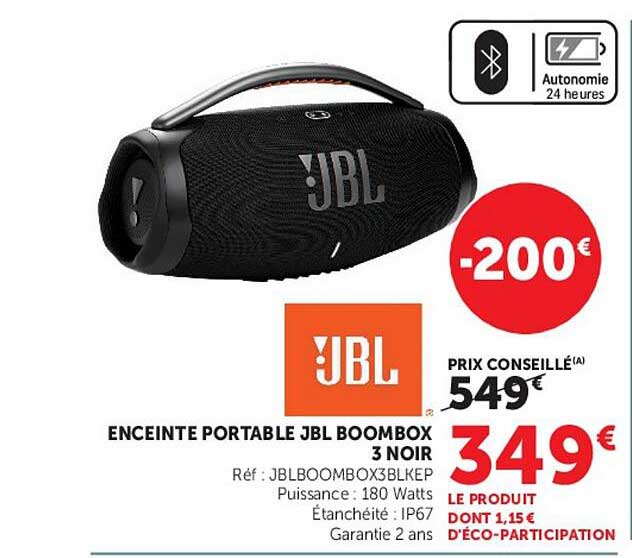 ENCEINTE PORTABLE JBL BOOMBOX 3 NOIR