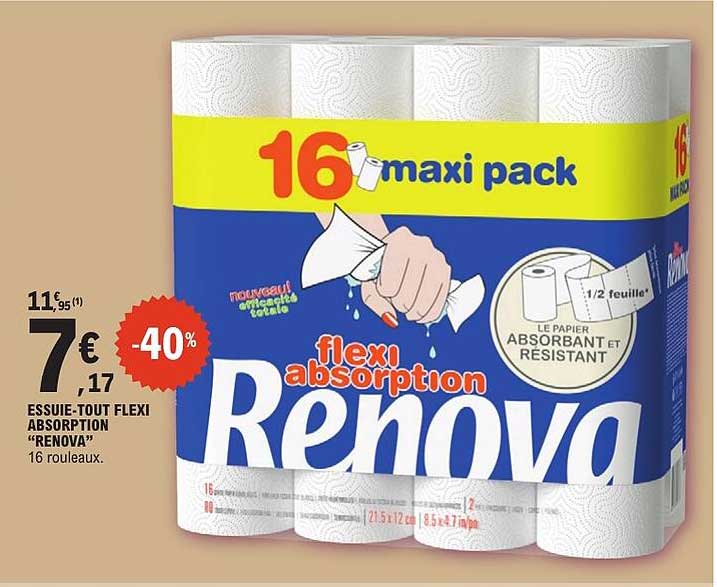 ESSUIE-TOUT FLEXI ABSORPTION "RENOVA" 16 rouleaux.