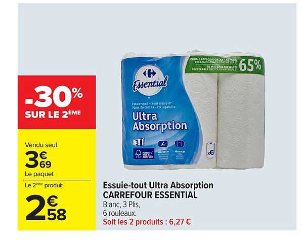 Essuie-tout Ultra Absorption CARREFOUR ESSENTIAL