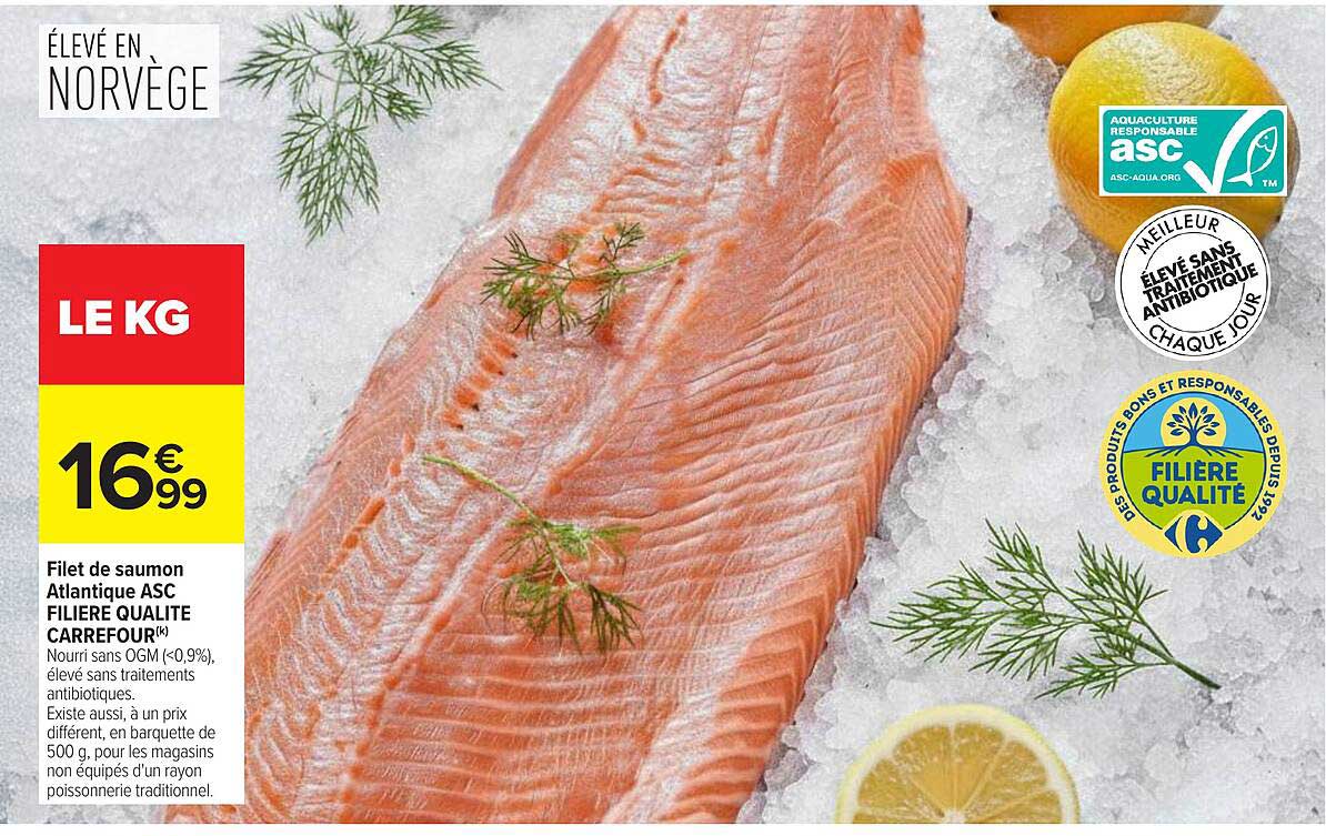 Filet de saumon Atlantique ASC FILIERE QUALITE CARREFOUR