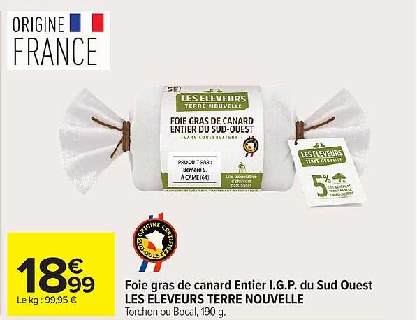 FOIE GRAS DE CANARD ENTIER DU SUD-OUEST