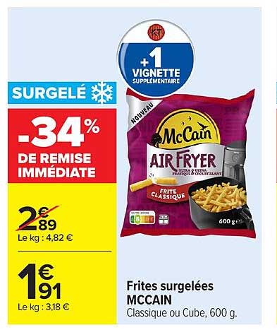 Frites surgelées MCCAIN Classique ou Cube, 600 g