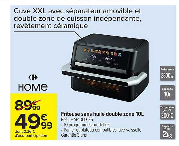 Friteuse sans huile double zone 10L