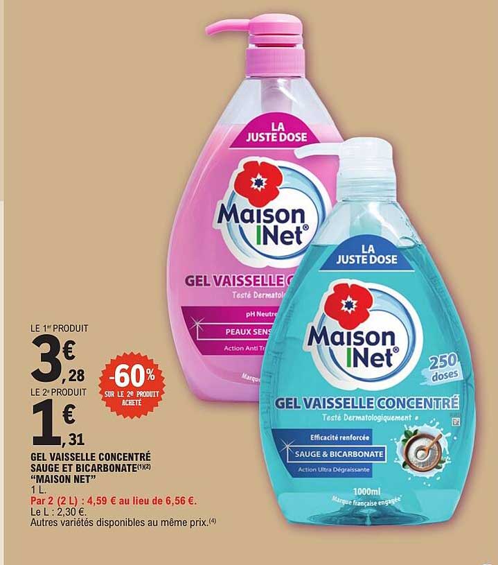 GEL VAISSELLE CONCENTRÉ SAUGE ET BICARBONATE "MAISON NET"