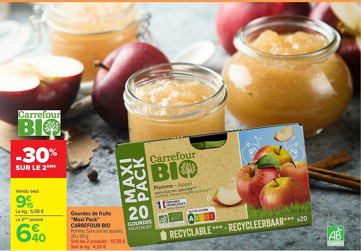 Gourdes de fruits "Maxi Pack" CARREFOUR BIO