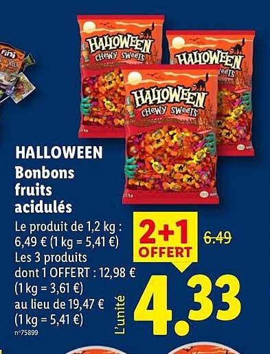 HALLOWEEN Bonbons fruits acidulés