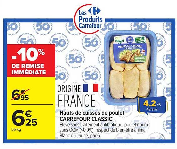 Hauts de cuisses de poulet CARREFOUR CLASSIC'