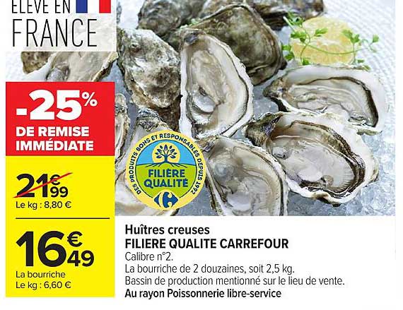 Huîtres creuses FILIERE QUALITE CARREFOUR