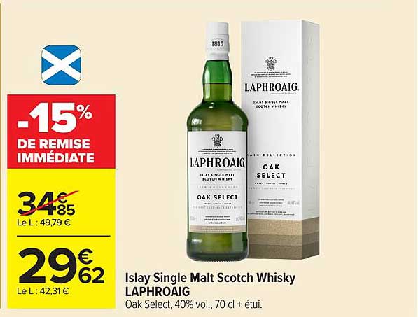Islay Single Malt Scotch Whisky LAPHROAIG Oak Select, 40% vol., 70 cl + étui.