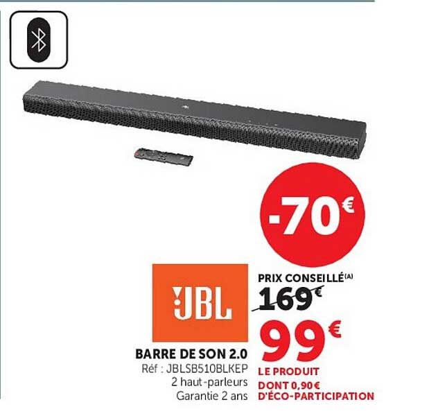 JBL BARRE DE SON 2.0 Réf : JBLSB510BLKEP