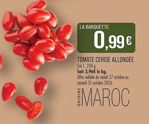 LA BARQUETTE 0,99€ TOMATE CERISE ALLONGÉE