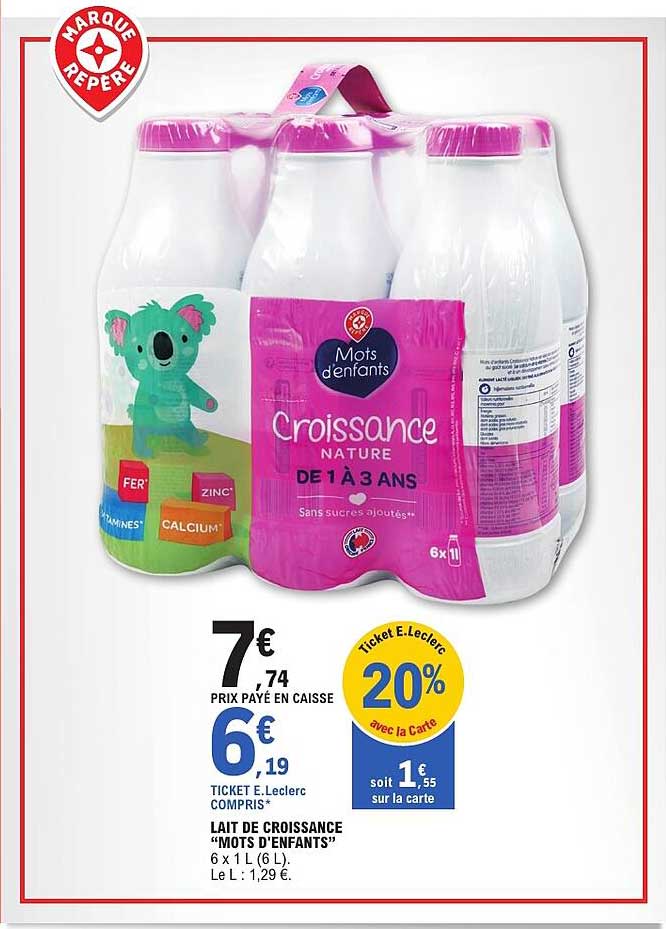 Lait de croissance "Mots d'enfants" 6 x 1 L (6 L)