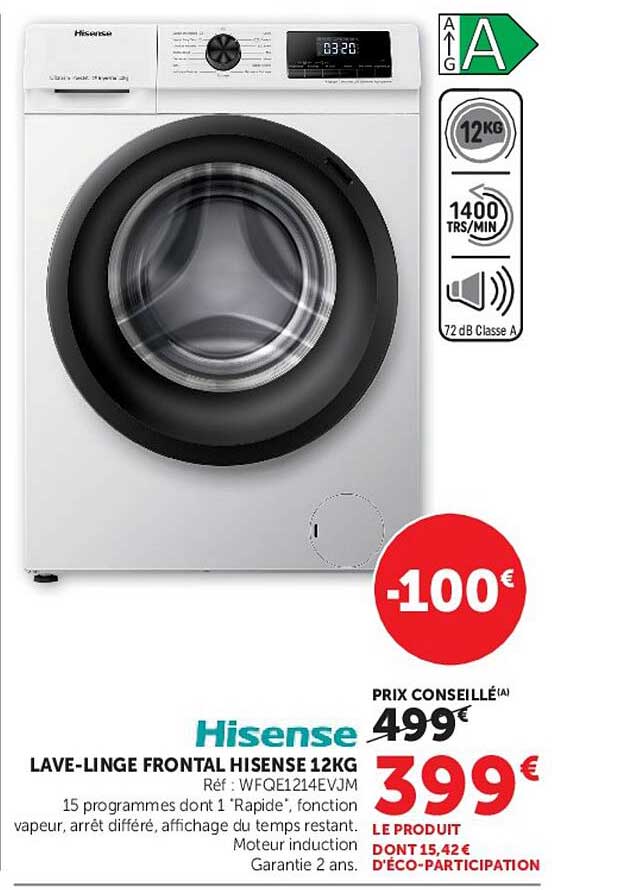 LAVE-LINGE FRONTAL HISENSE 12KG
