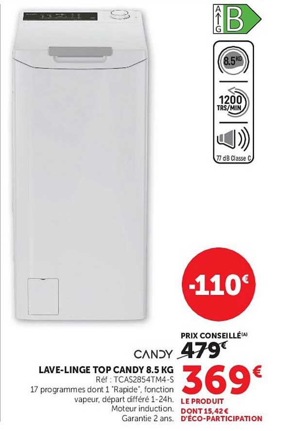 LAVE-LINGE TOP CANDY 8.5 KG