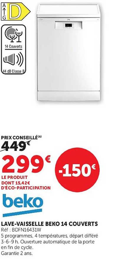 LAVE-VAISSELLE BEKO 14 COUVERTS