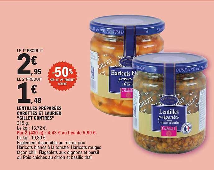 LENTILLES PRÉPARÉES CAROTTES ET LAURIER “GILLET CONTRES”