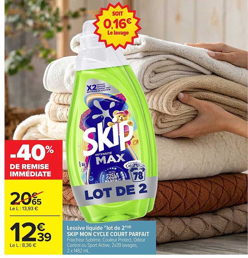 Lessive liquide "lot de 2" SKIP MON CYCLE COURT PARFAIT