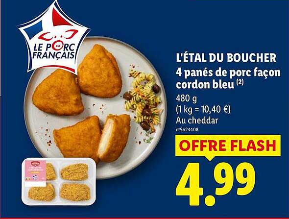 L'ÉTAL DU BOUCHER 4 panés de porc façon cordon bleu