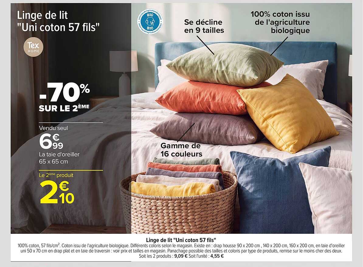 Linge de lit "Uni coton 57 fils"