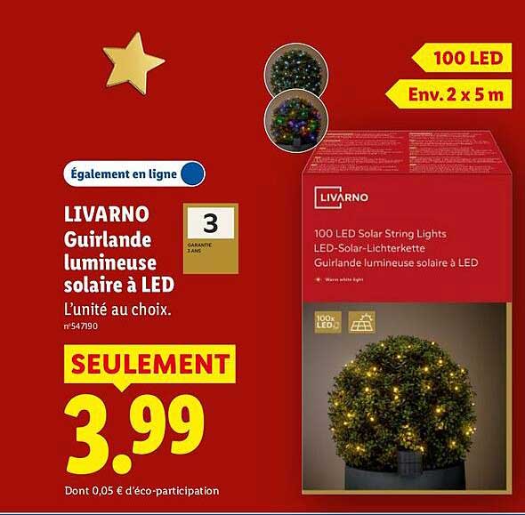 LIVARNO Guirlande lumineuse solaire à LED