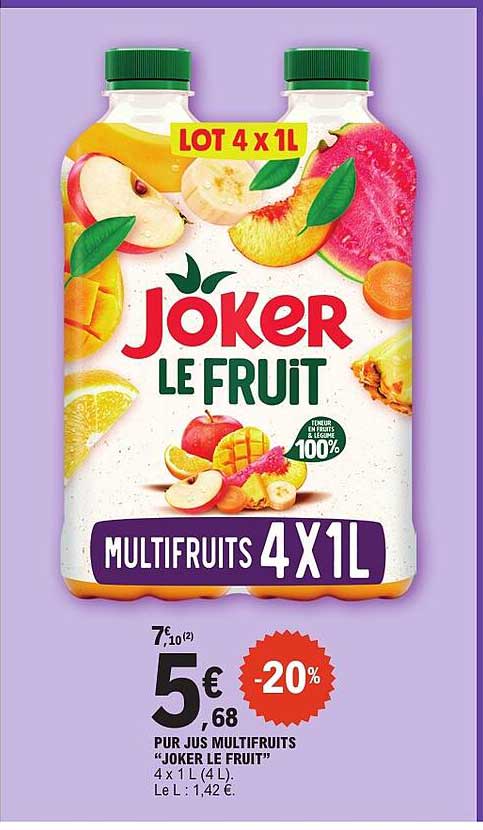 LOT 4 x 1L JOKER LE FRUIT MULTIFRUITS 4X1L
