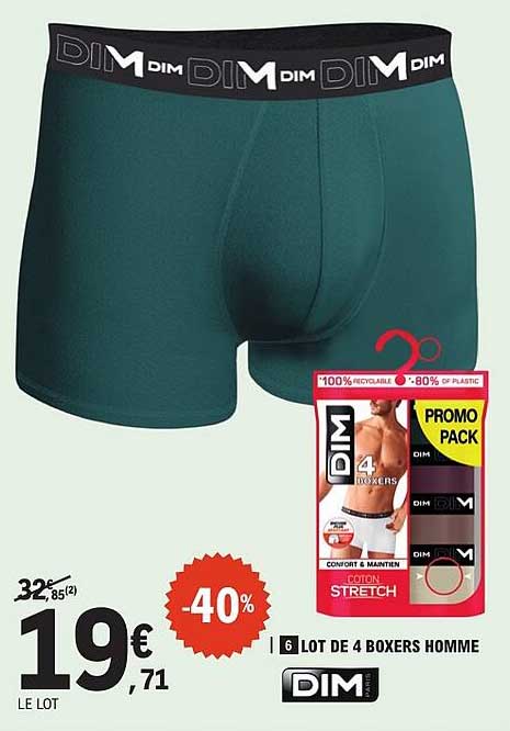 LOT DE 4 BOXERS HOMME