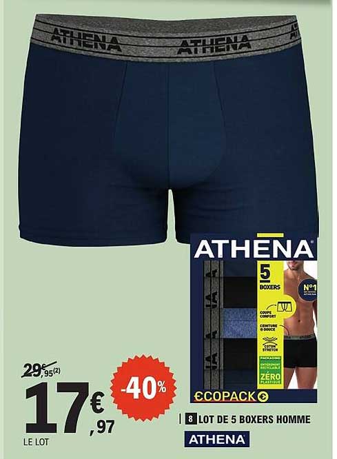 LOT DE 5 BOXERS HOMME ATHENA