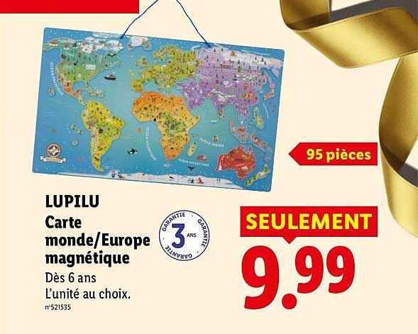 LUPILU Carte monde/Europe magnétique