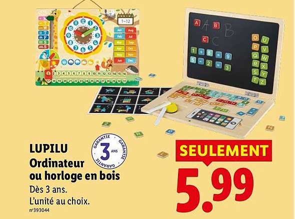 LUPILU Ordinateur ou horloge en bois