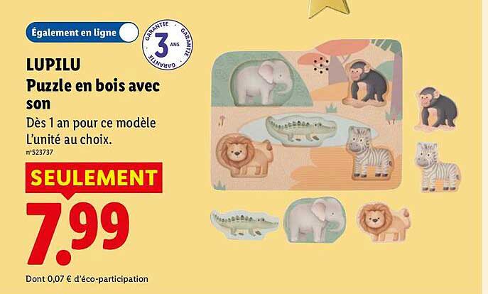 LUPILU Puzzle en bois avec son