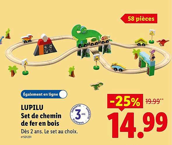 LUPILU Set de chemin de fer en bois