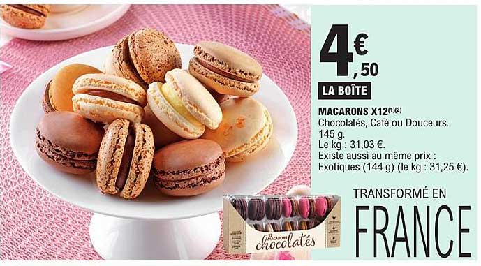 MACARONS X12(1)(2) Chocolatés, Café ou Douceurs. 145 g.