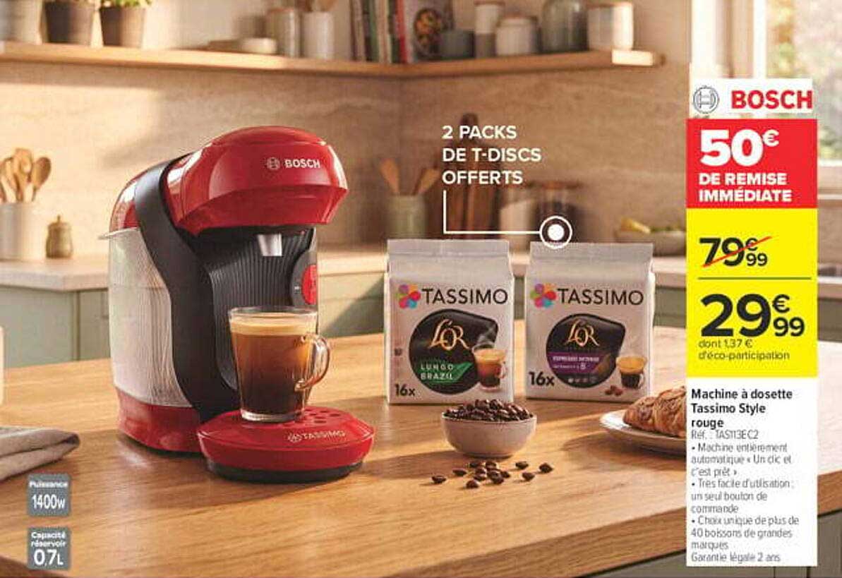 Machine à dosette Tassimo Style rouge