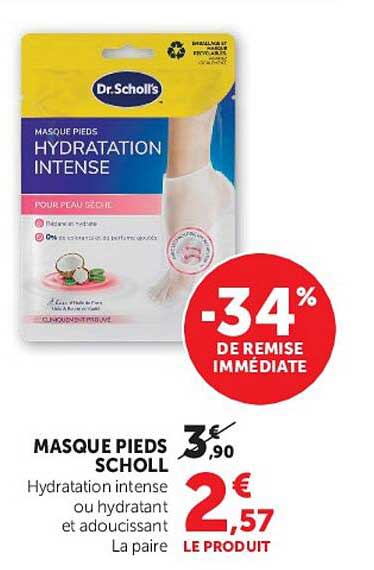 MASQUE PIEDS SCHOLL Hydratation intense et hydratant et adoucissant La paire