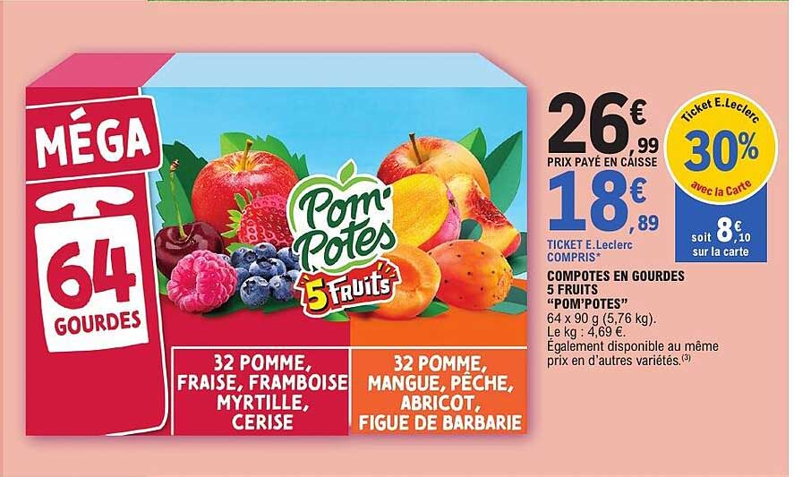 MÉGA 64 GOURDES Pom’Potes 5 fruits