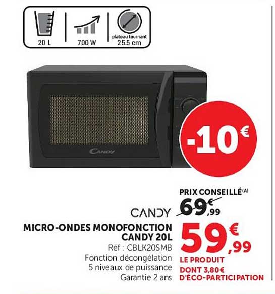 MICRO-ONDES MONOFONCTION CANDY 20L