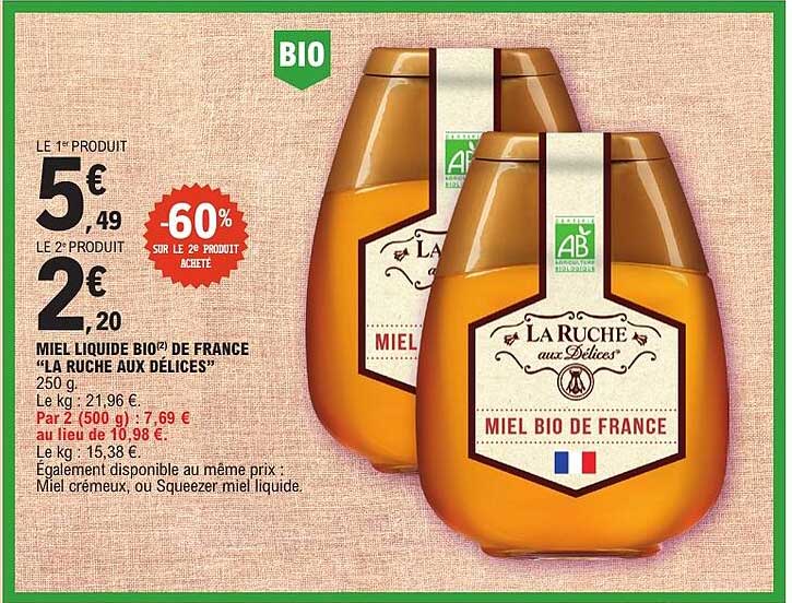 Miel liquide bio de France "La Ruche aux Délices"