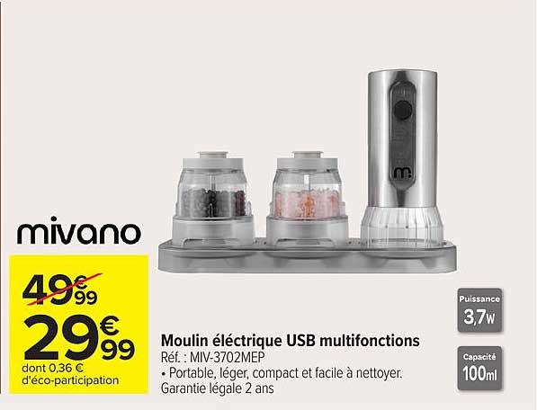 Moulin électrique USB multifonctions