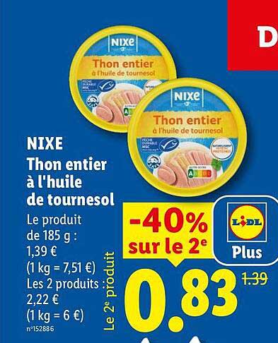 NIXE Thon entier à l'huile de tournesol