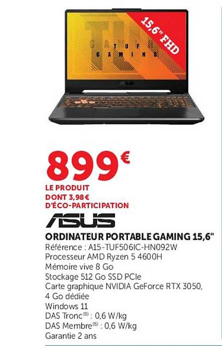 ORDINATEUR PORTABLE GAMING 15,6"