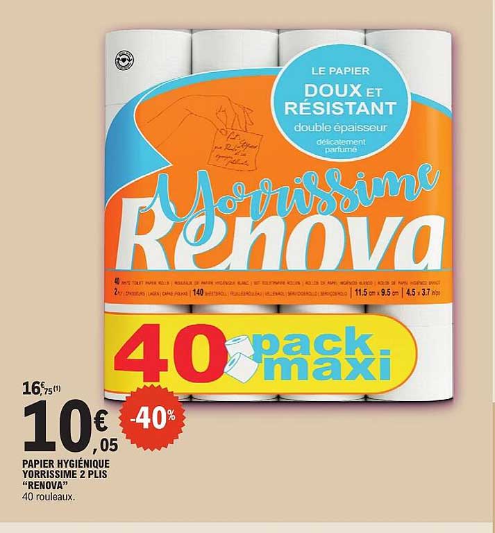 Papier hygiénique Yorrissime 2 plis « Renova »
