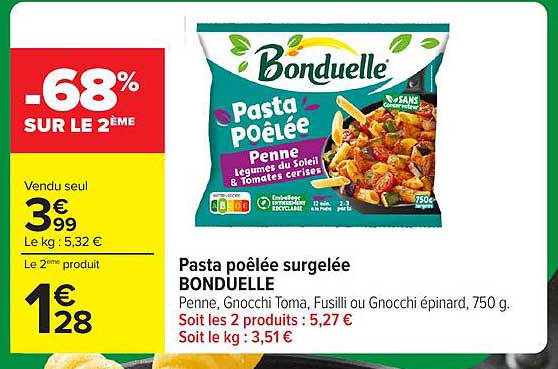 Pasta poêlée surgelée BONDUELLE