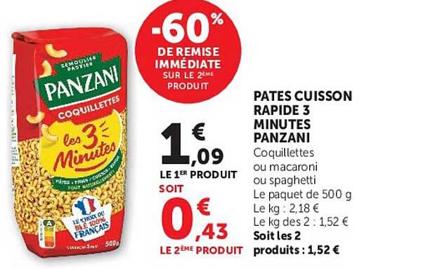 PATES CUISSON RAPIDE 3 MINUTES PANZANI