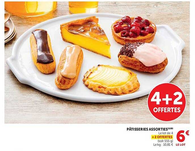 PÂTISSERIES ASSORTIES (1KG) Le lot de 4 + 2 OFFERTES