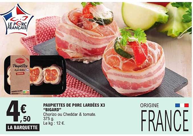 PAUPIETTES DE PORC LARDÉES X3 «BIGARD»
