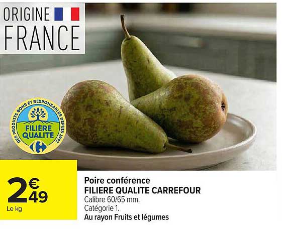 Poire conférence FILIERE QUALITE CARREFOUR