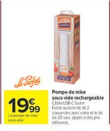 Pompe de mise sous-vide rechargeable