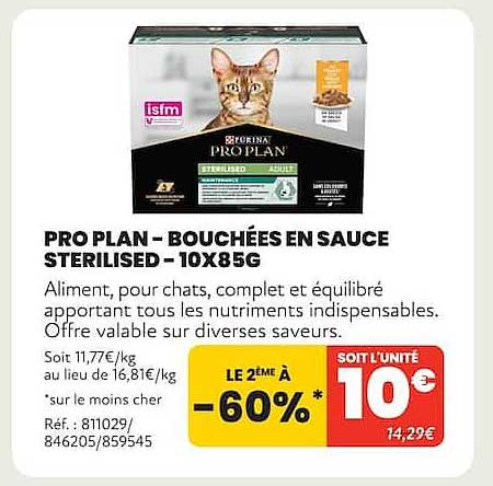 PRO PLAN - BOUCHÉES EN SAUCE STERILISED - 10X85G