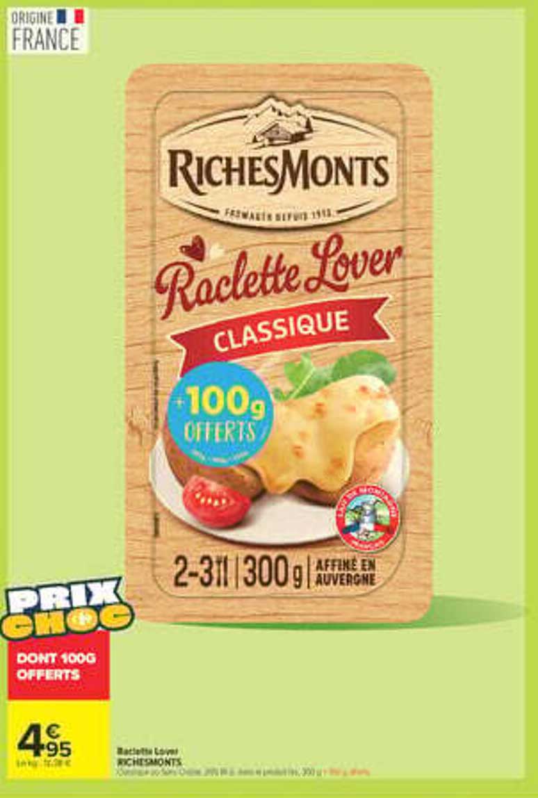 Raclette Lover Classique 100g offerts
